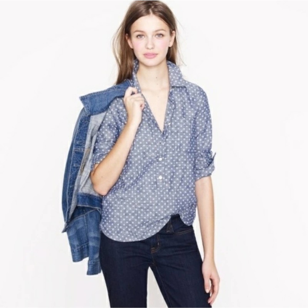 J. Crew Factory Polka Dot Print Popover Top - Picture 8 of 8